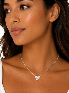 NEW - Handmade in NYC Reticulated Heart Necklace .925 Sterling Silver